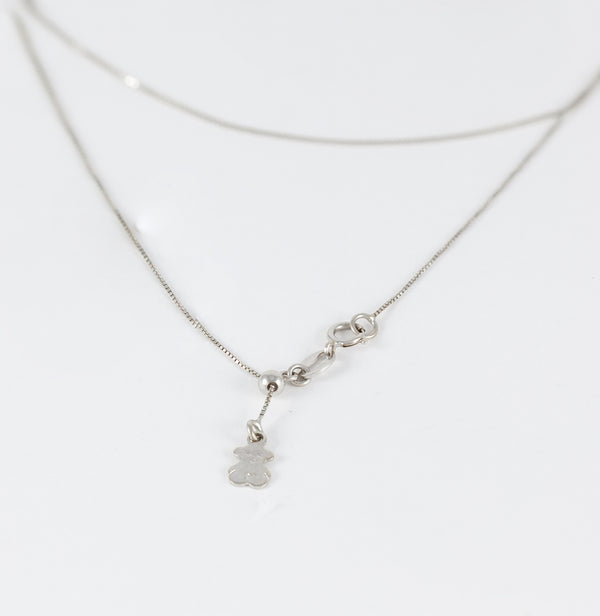 Cadena Tous ajustable en oro blanco 18k con colgante oso
