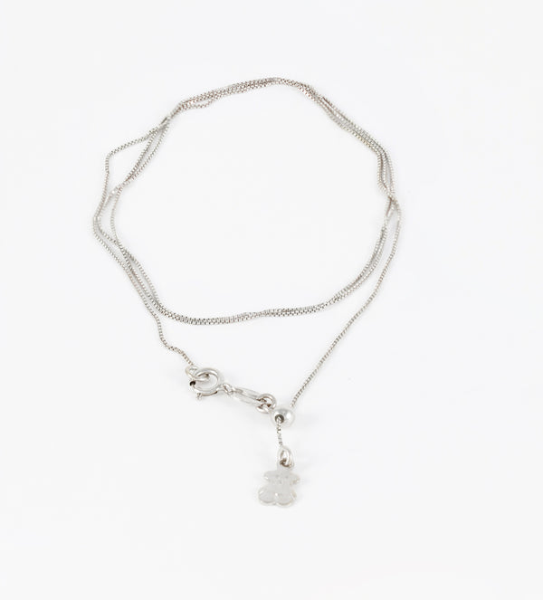 Cadena Tous ajustable en oro blanco 18k con colgante oso
