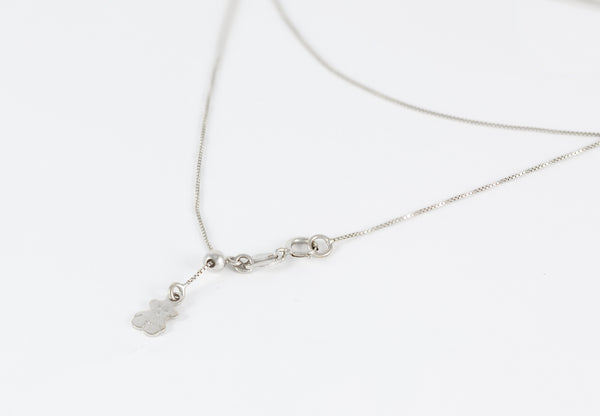 Cadena Tous ajustable en oro blanco 18k con colgante oso