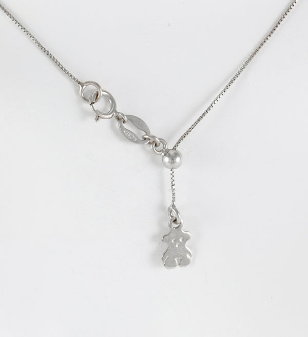 Cadena Tous ajustable en oro blanco 18k con colgante oso