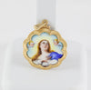 Colgante antiguo de oro amarillo 18k y porcelana esmaltada