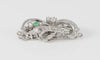 Broche-cierre de collar antiguo en oro blanco 18k con esmeralda y diamantes