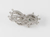 Broche-cierre de collar antiguo en oro blanco 18k con esmeralda y diamantes