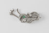 Broche-cierre de collar antiguo en oro blanco 18k con esmeralda y diamantes