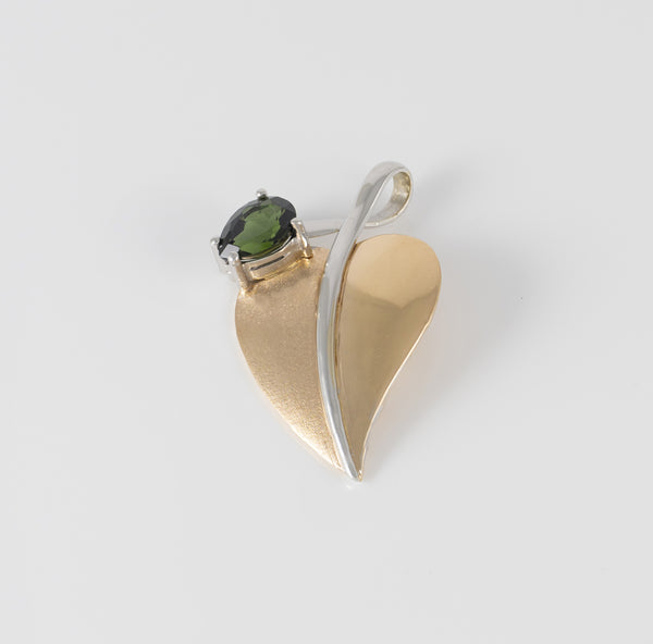 Colgante Hoja en oro amarillo y blanco 18k