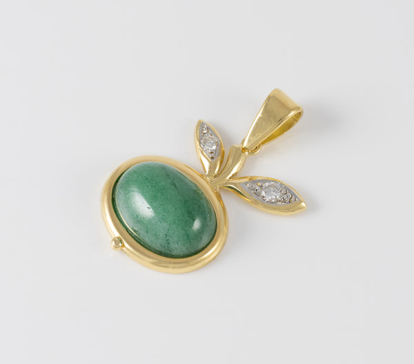 Colgante Manzana en oro amarillo 18k con brillantes y piedra verde