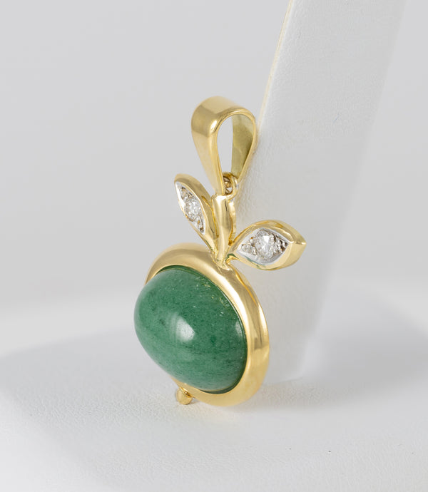 Colgante Manzana en oro amarillo 18k con brillantes y piedra verde