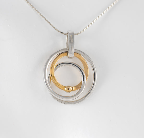 Colgante en oro amarillo y blanco 18k con brillante