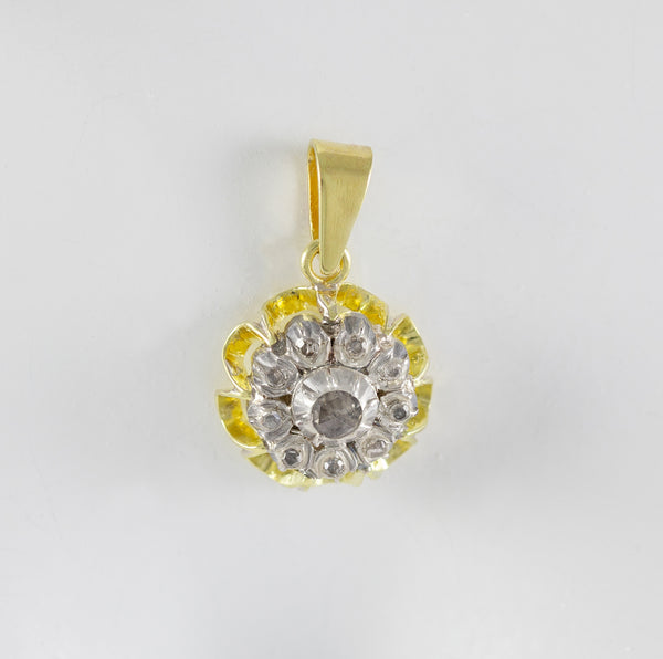 Colgante oro amarillo y blanco 18k con diamantes