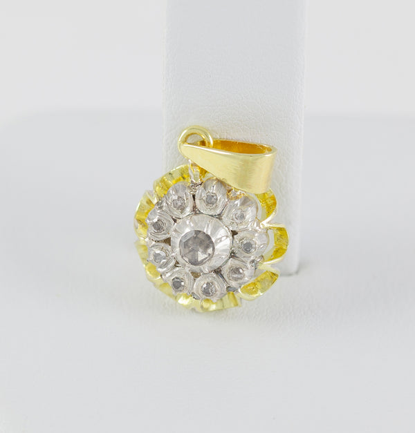 Colgante oro amarillo y blanco 18k con diamantes