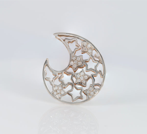 Colgante en oro blanco y rosa 18k con diamantes