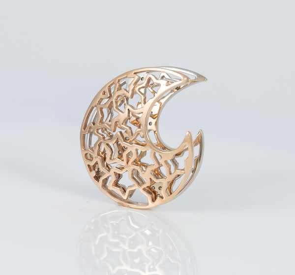 Colgante en oro blanco y rosa 18k con diamantes