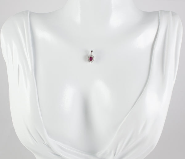 Colgante en oro blanco 18k con rubí y brillantes