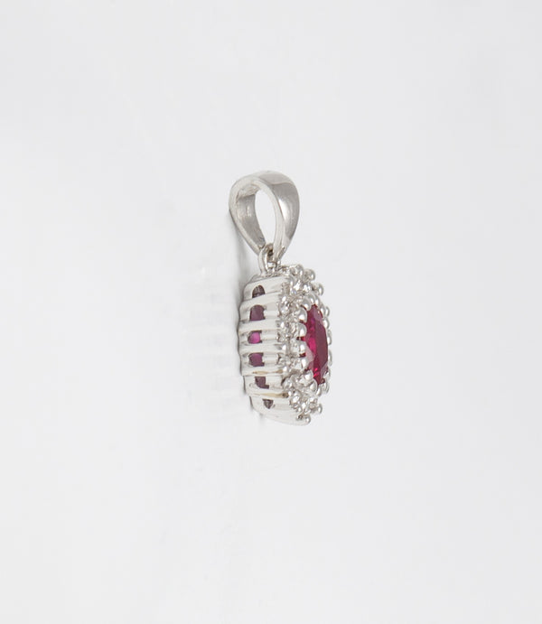 Colgante en oro blanco 18k con rubí y brillantes