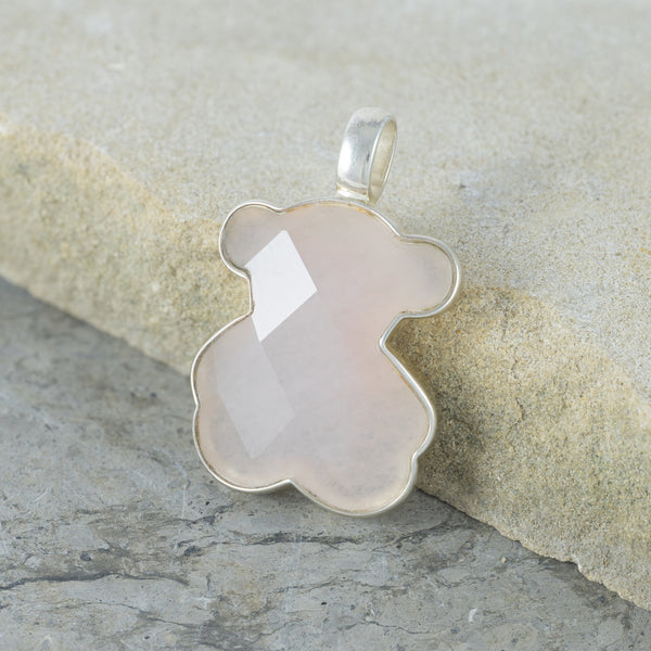 Colgante Tous en plata 925 y cuarzo rosa facetado Color