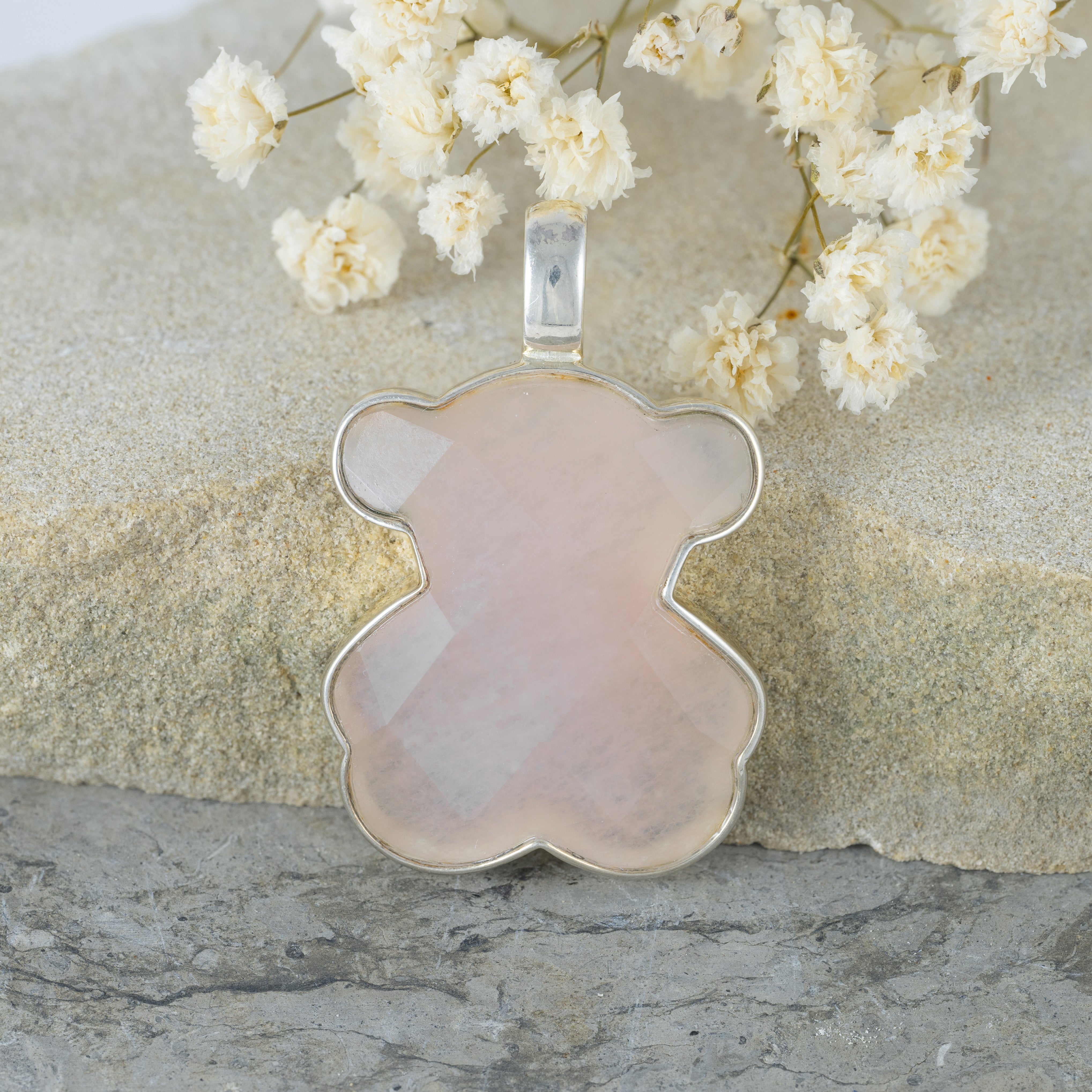 Colgante Tous en plata 925 y cuarzo rosa facetado Color