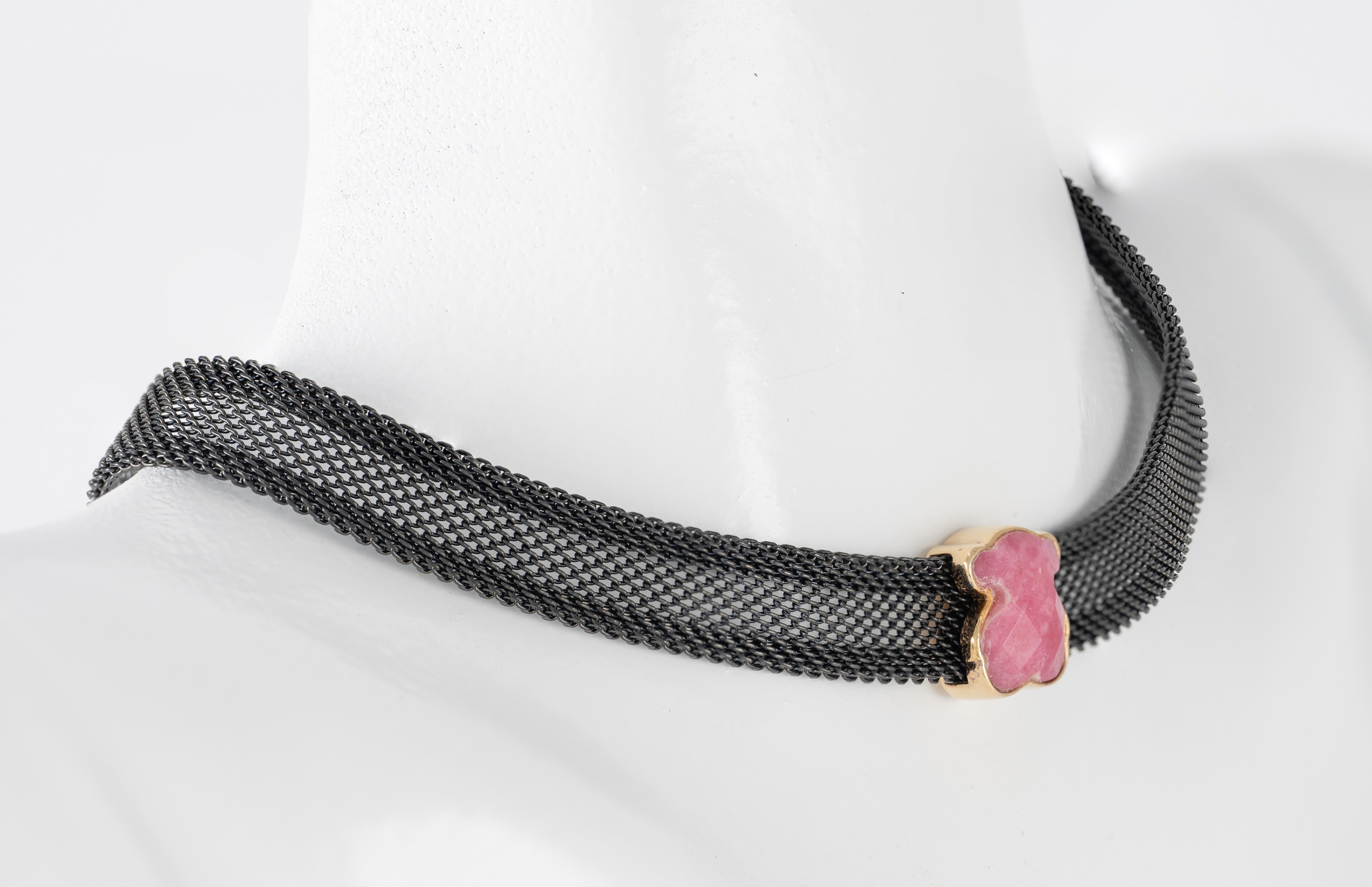 Collar Tous de acero IP negro y rodonita Mesh Color