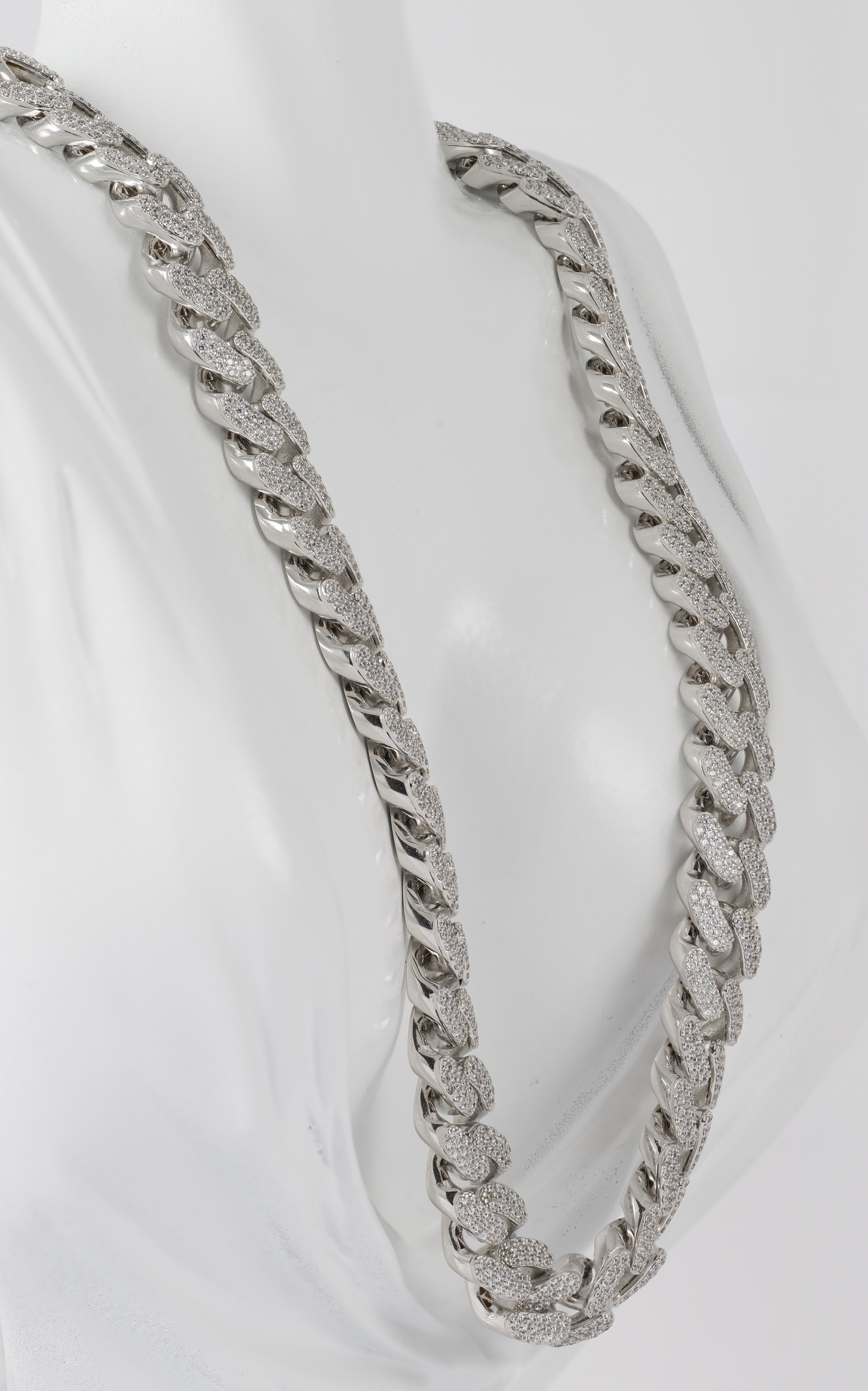 Cadena oro blanco 18k 750 con circonitas