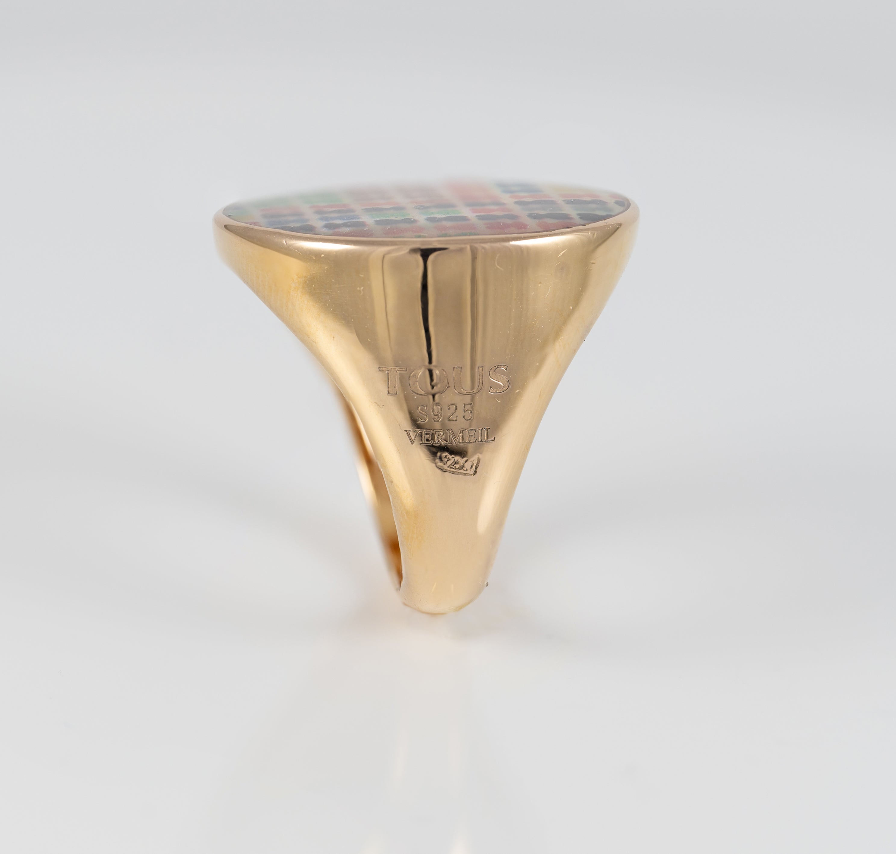 Anillo Tous Tartan Plata Vermeil con nácar