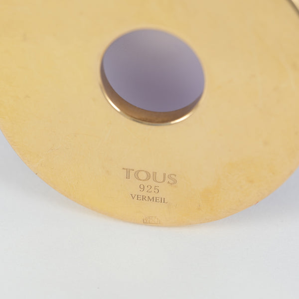 Colgante Disco Tous Tartan Plata Vermeil con nácar