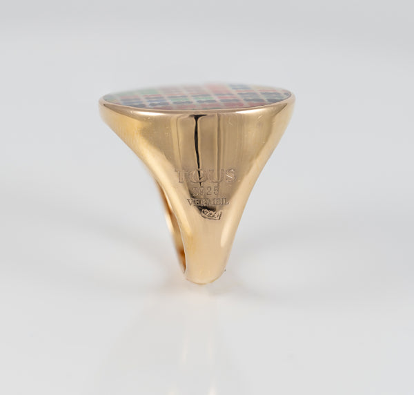 Anillo Tous Tartan Plata Vermeil con nácar