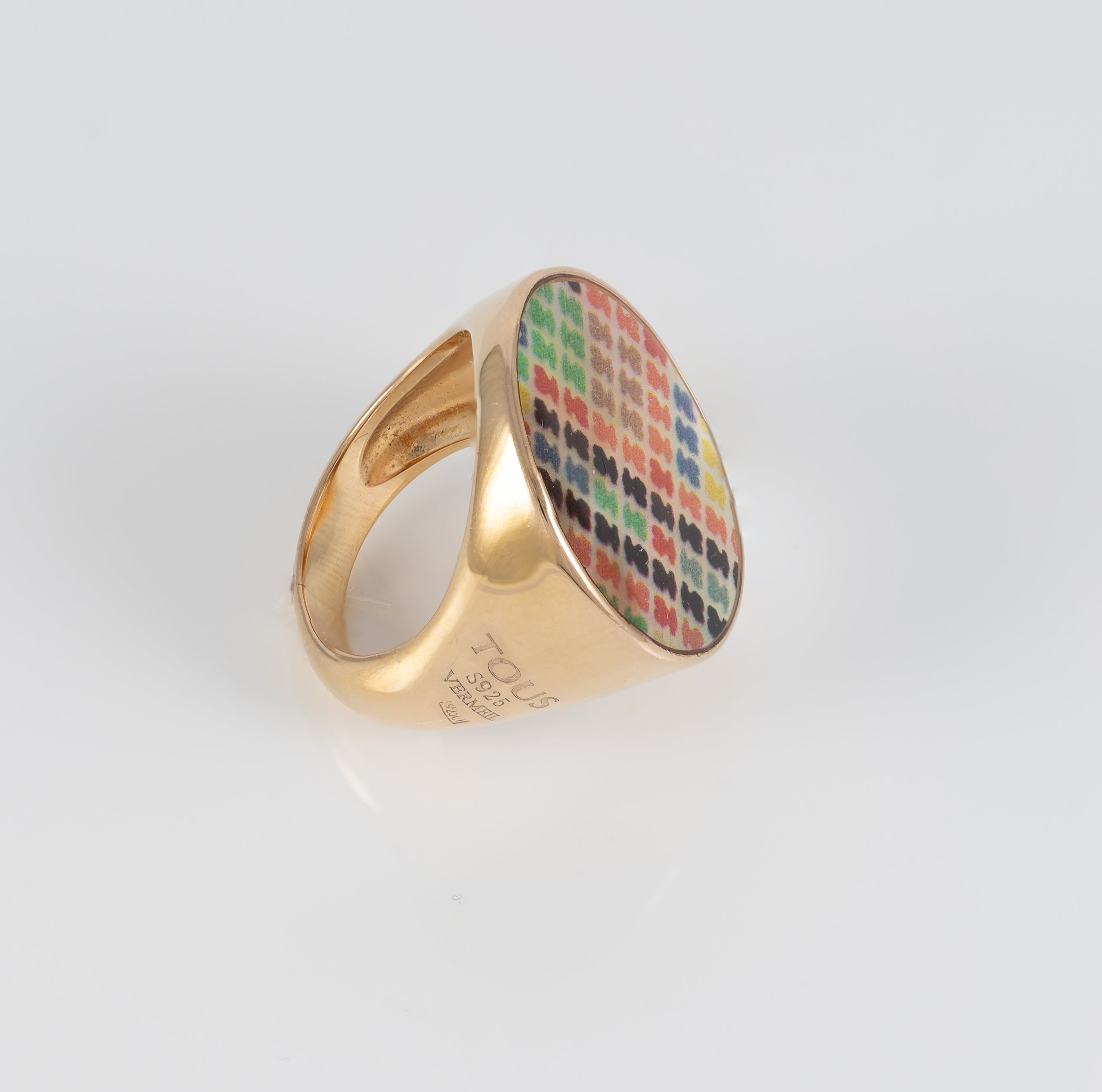 Anillo Tous Tartan Plata Vermeil con nácar