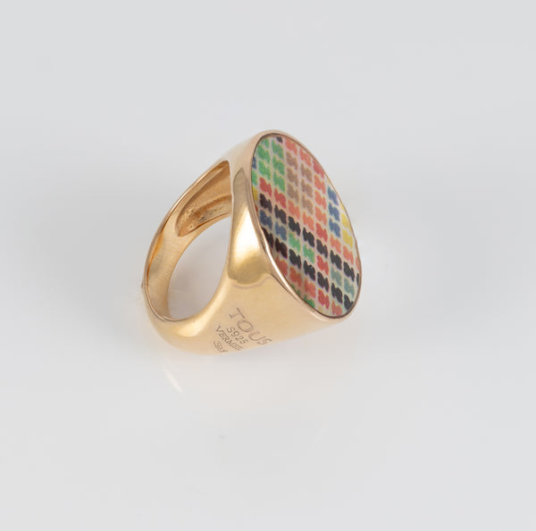 Anillo Tous Tartan Plata Vermeil con nácar