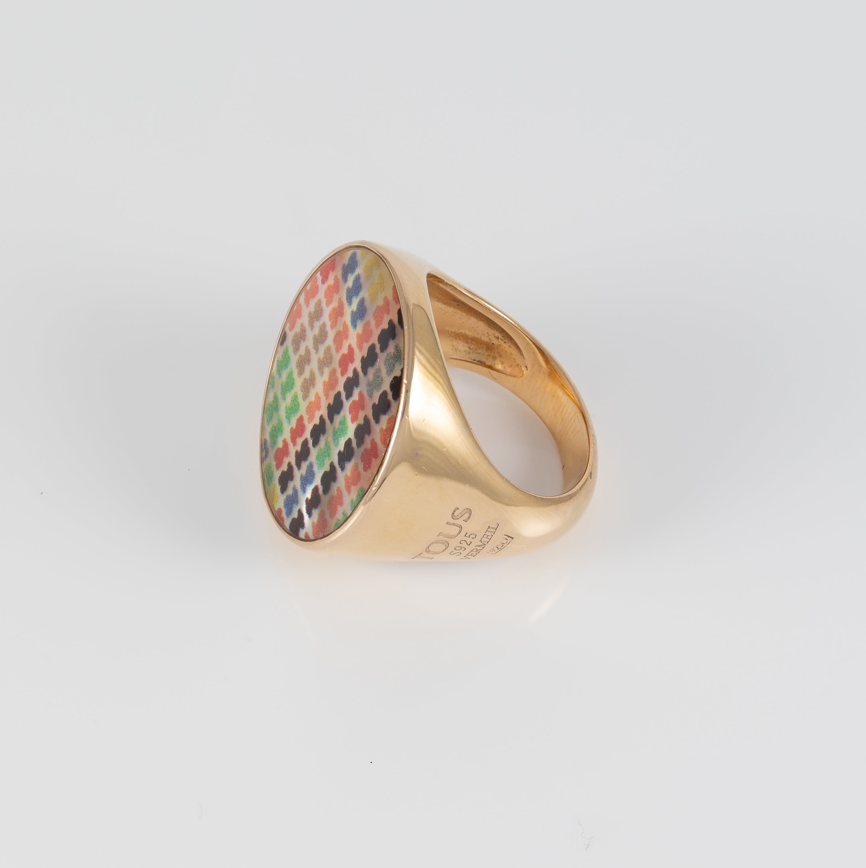 Anillo Tous Tartan Plata Vermeil con nácar