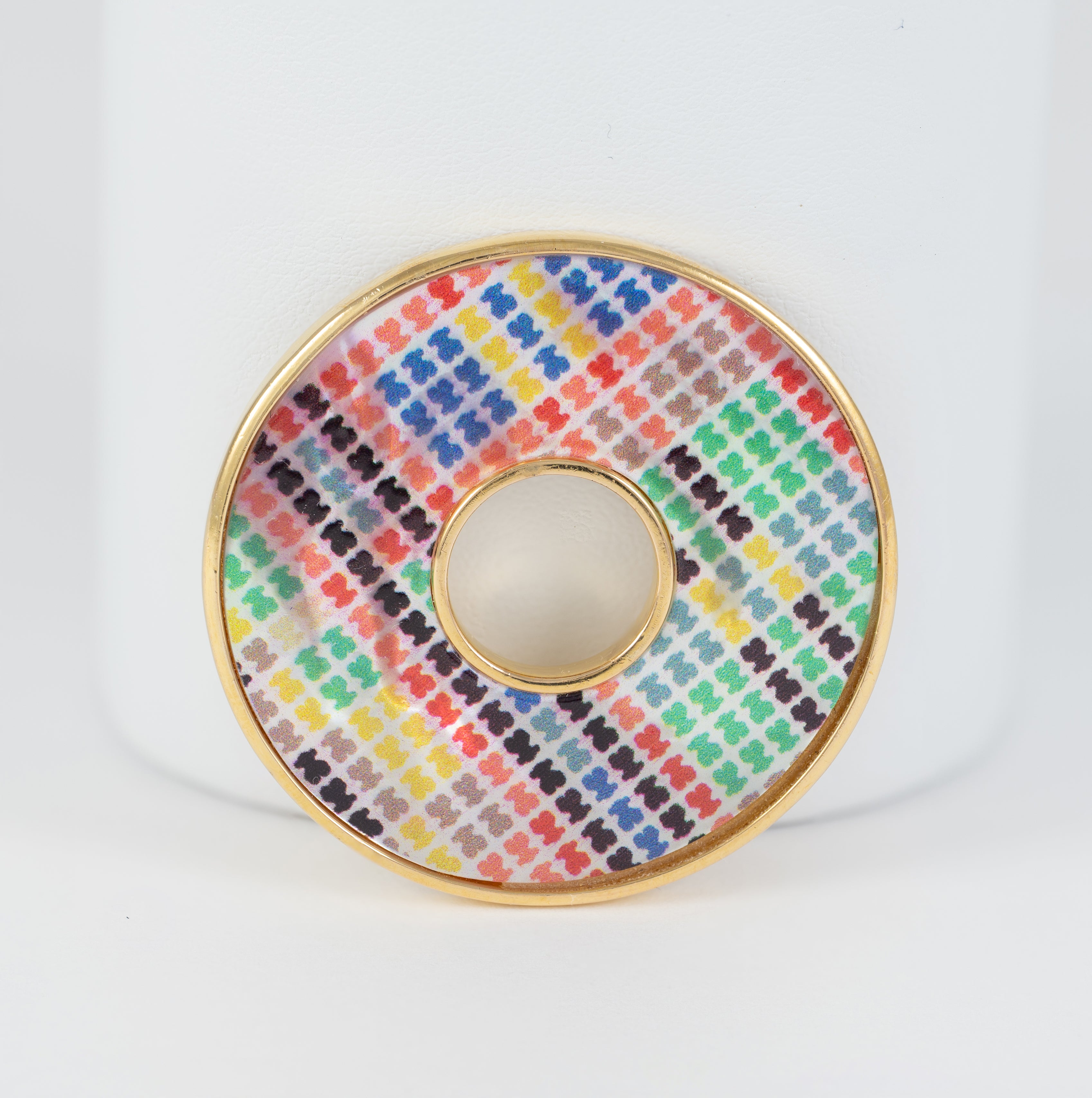 Colgante Disco Tous Tartan Plata Vermeil con nácar