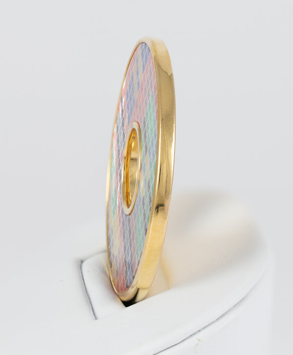 Colgante Disco Tous Tartan Plata Vermeil con nácar