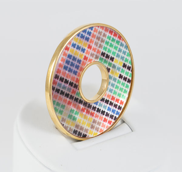 Colgante Disco Tous Tartan Plata Vermeil con nácar