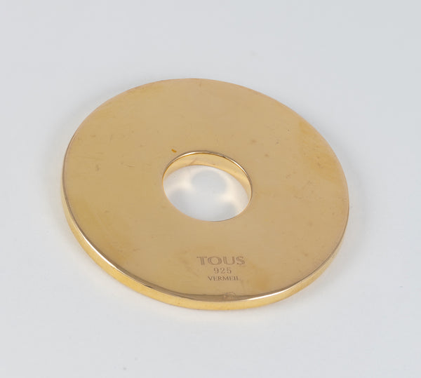 Colgante Disco Tous Tartan Plata Vermeil con nácar