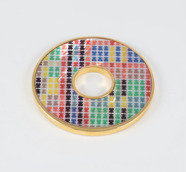 Colgante Disco Tous Tartan Plata Vermeil con nácar