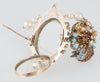 Conjunto antiguo broche colgante y pendientes en oro 14k con turquesas, perlas y rubíes