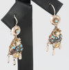 Conjunto antiguo broche colgante y pendientes en oro 14k con turquesas, perlas y rubíes