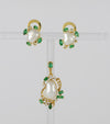 Conjunto Colgante y Pendientes en oro amarillo 18k con esmeraldas y brillantes
