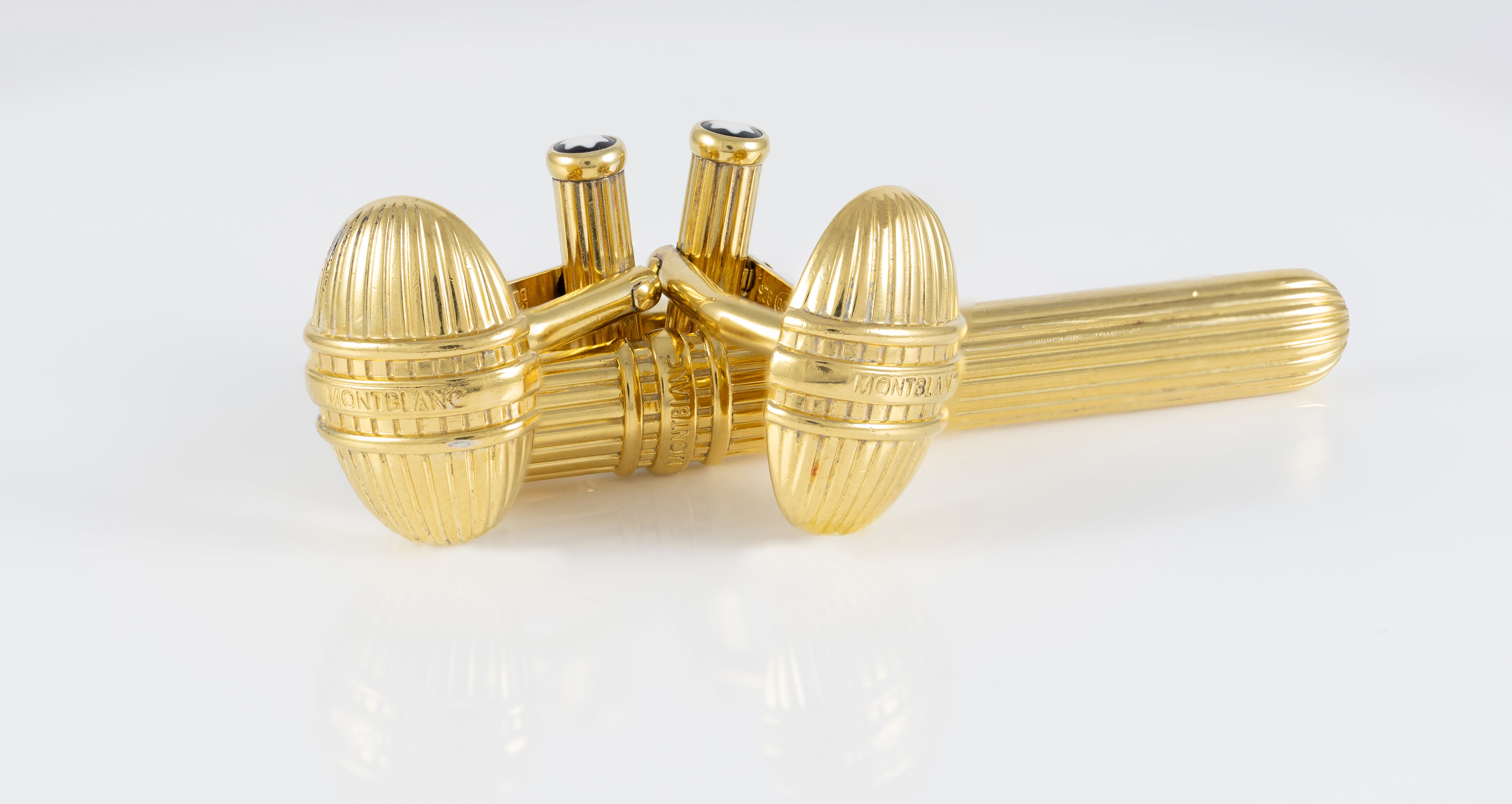 Montblanc Gemelos y Clip de corbata Plata 925 bañada en oro