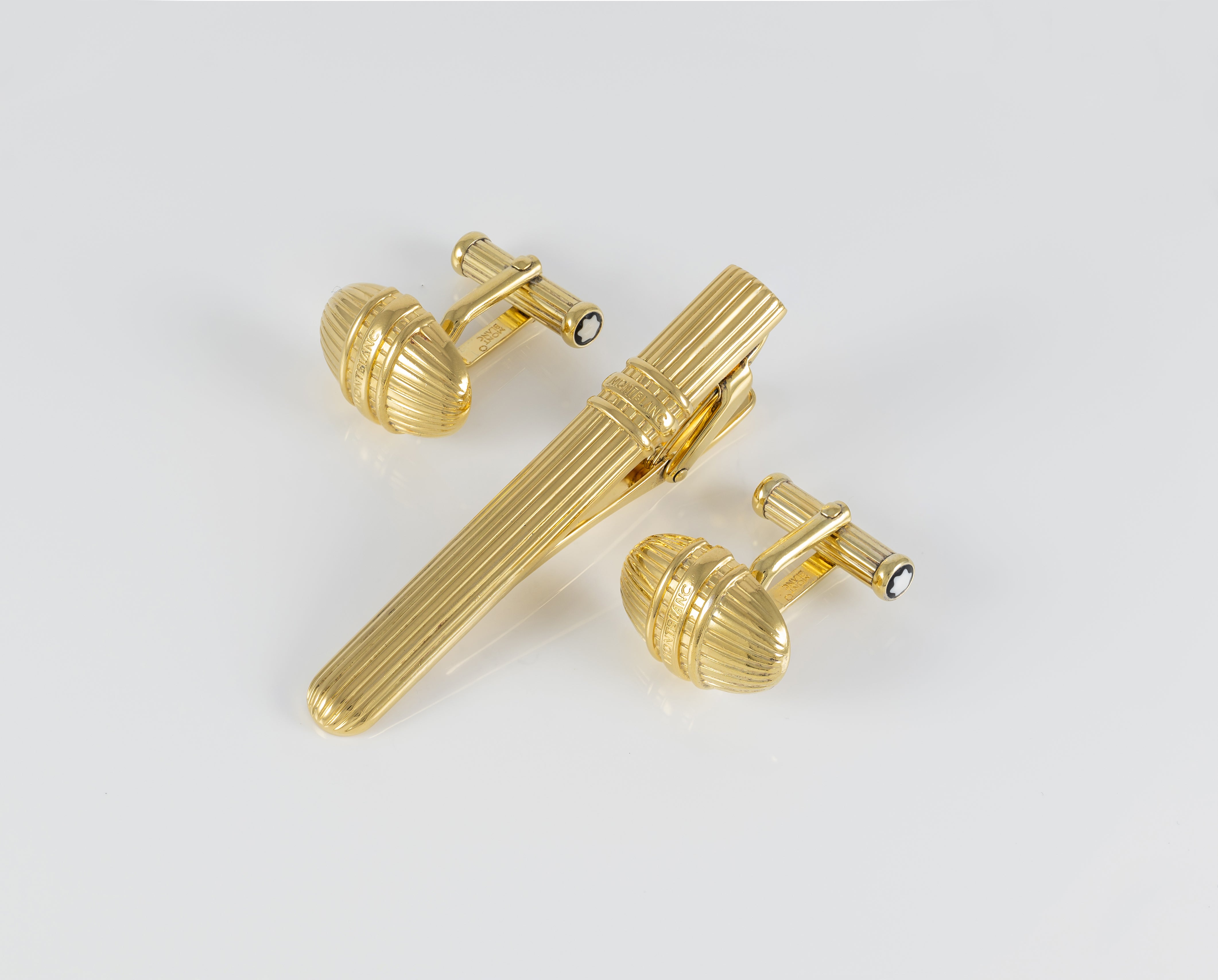 Montblanc Gemelos y Clip de corbata Plata 925 bañada en oro