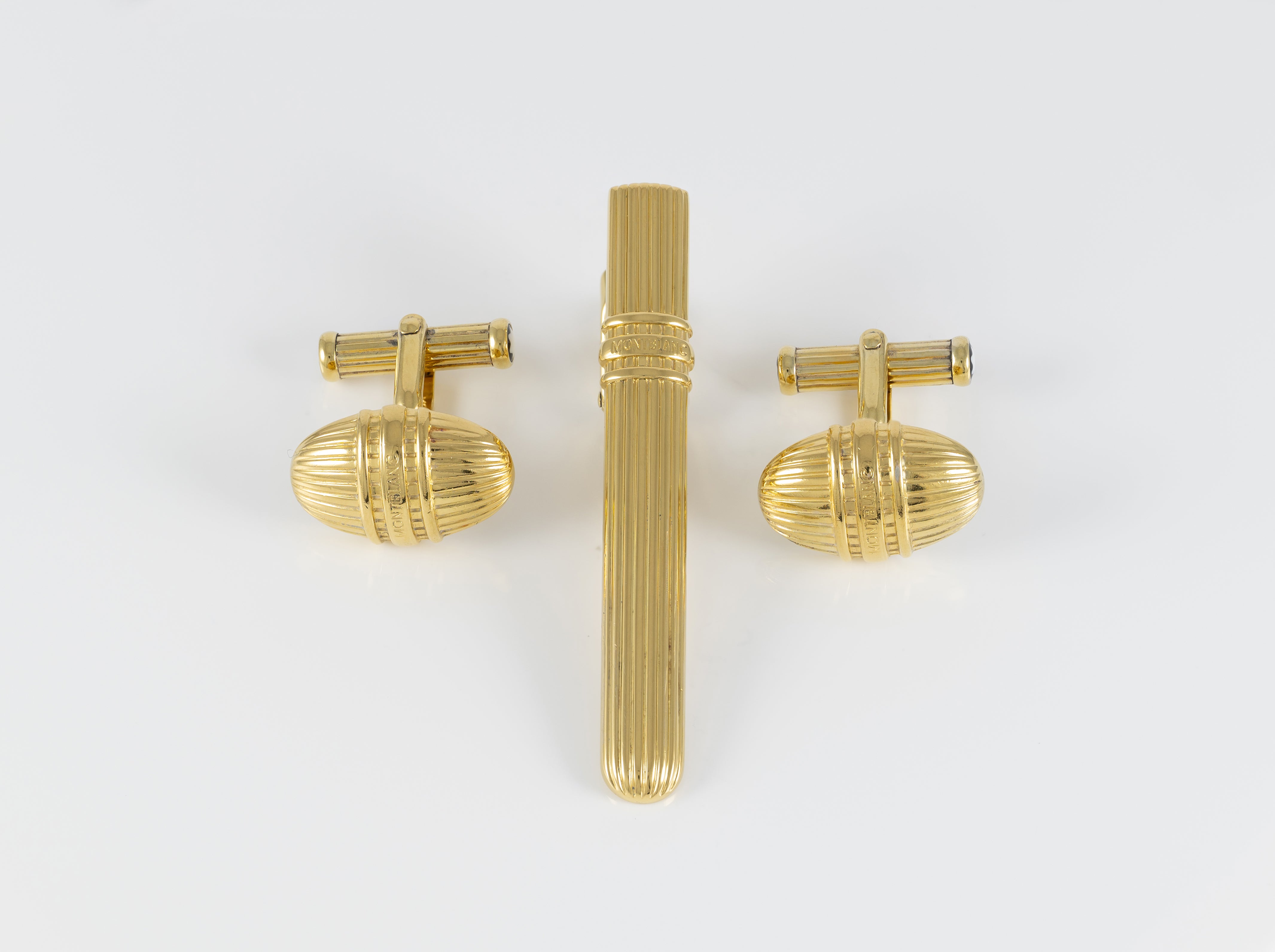 Montblanc Gemelos y Clip de corbata Plata 925 bañada en oro