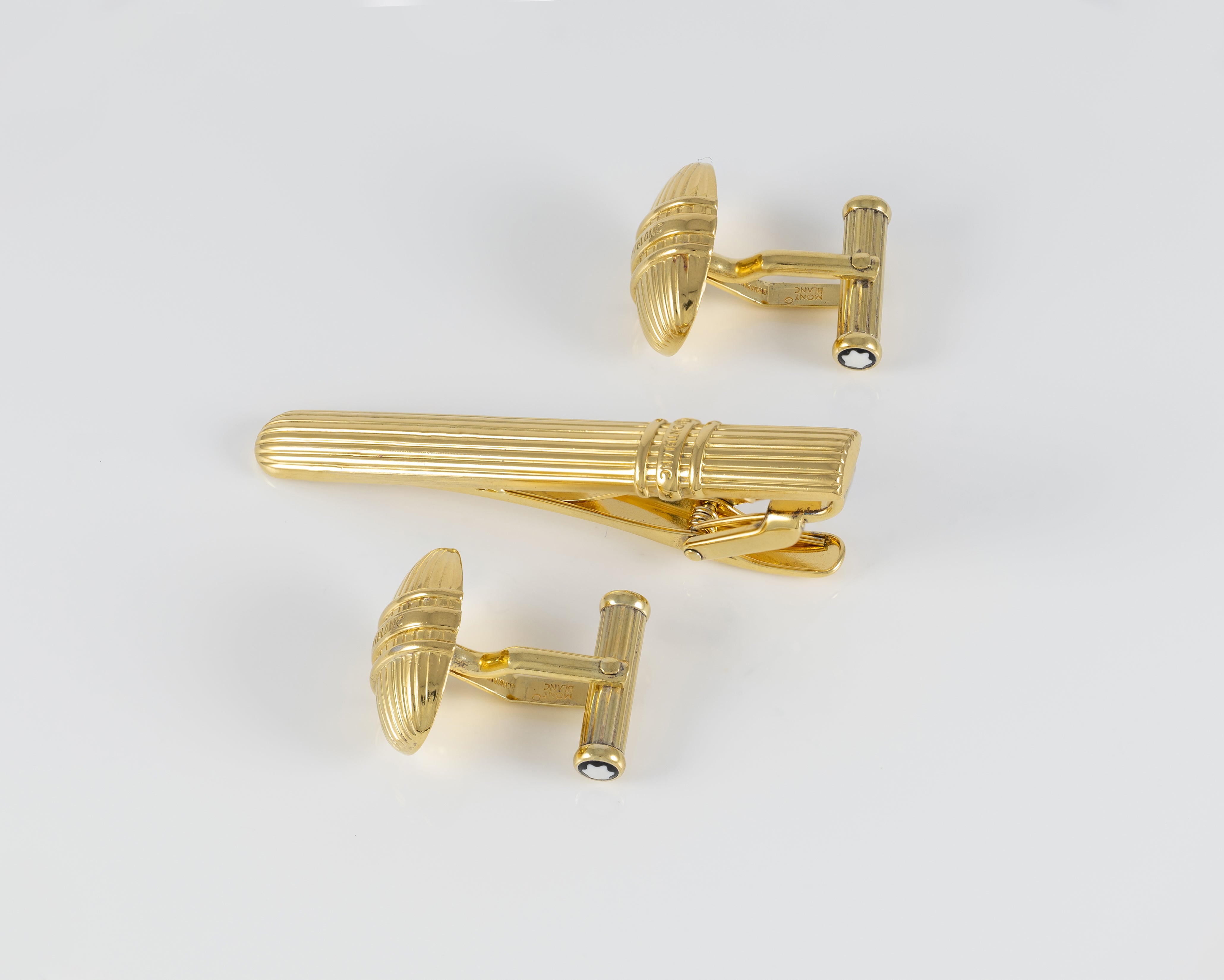 Montblanc Gemelos y Clip de corbata Plata 925 bañada en oro