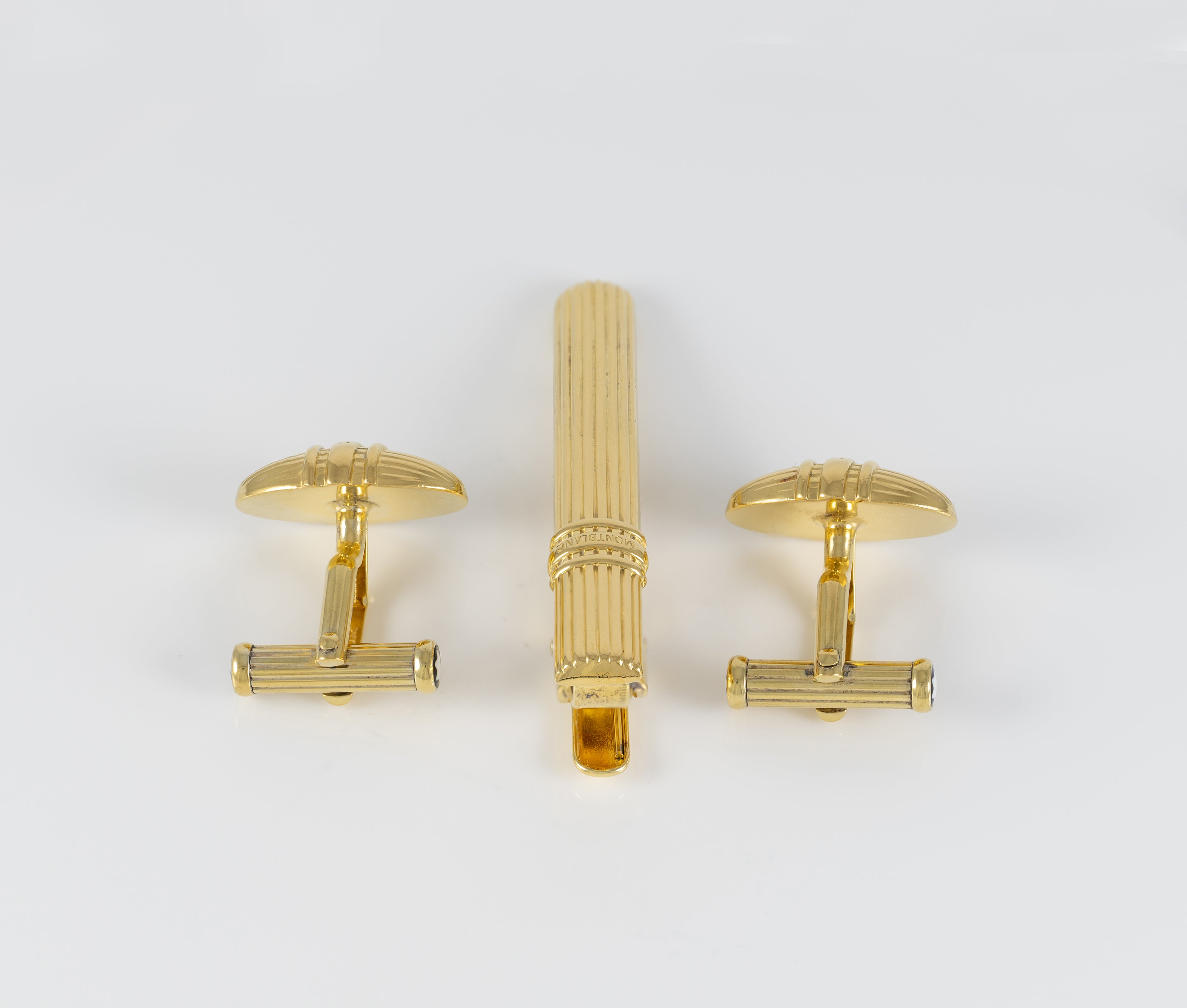 Montblanc Gemelos y Clip de corbata Plata 925 bañada en oro