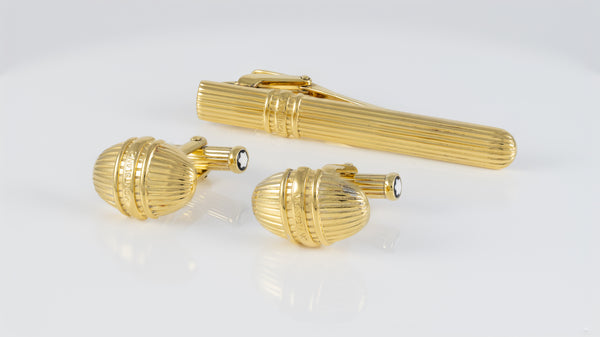 Montblanc Gemelos y Clip de corbata Plata 925 bañada en oro