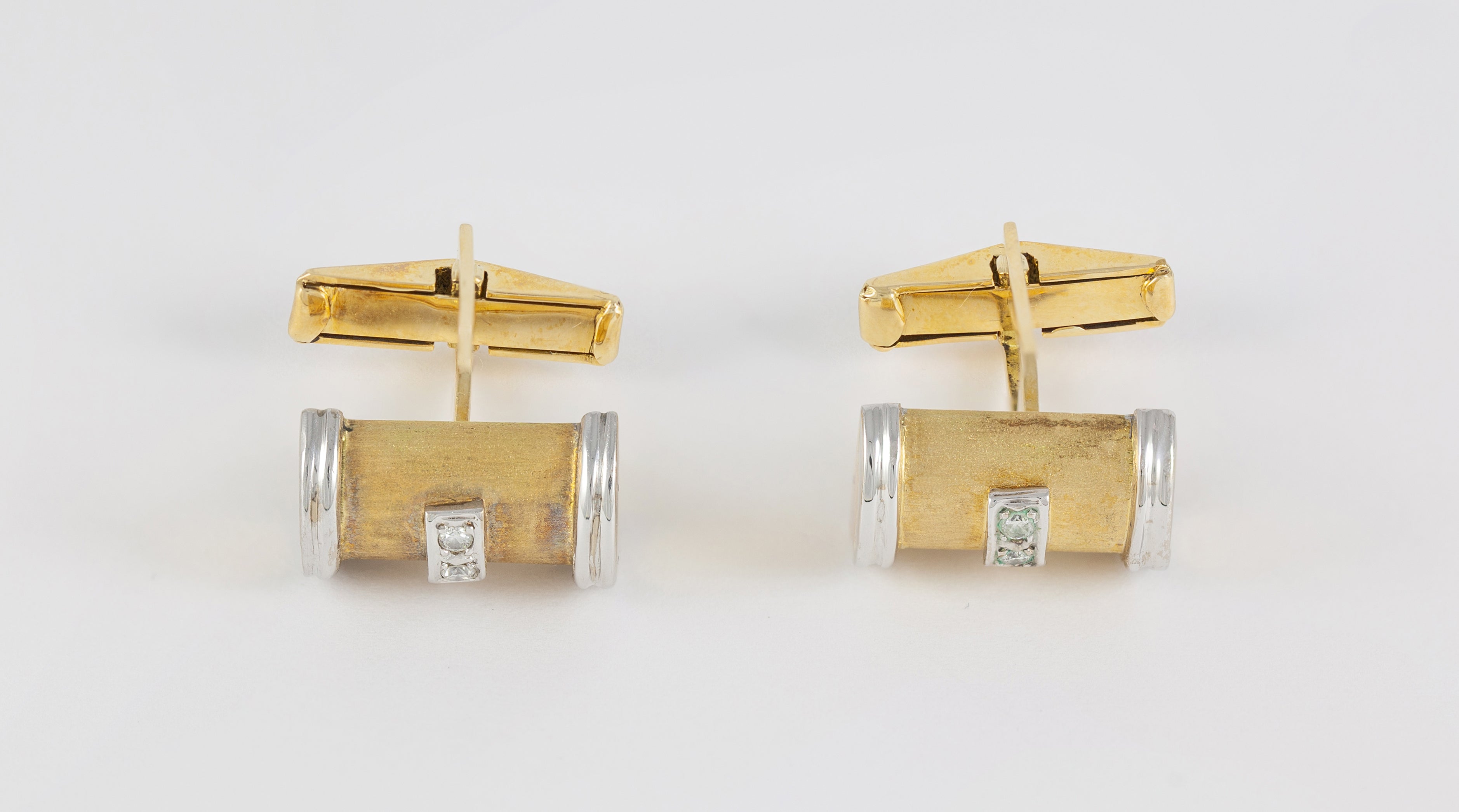 Gemelos en oro amarillo y blanco 18k con brillantes