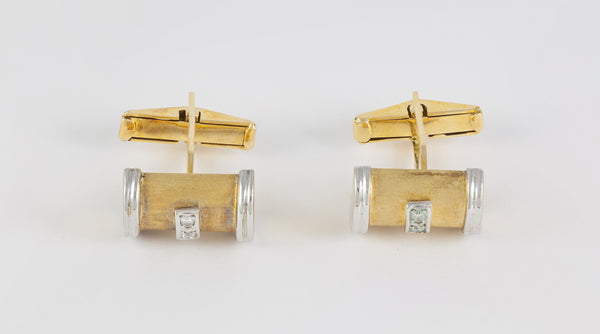 Gemelos en oro amarillo y blanco 18k con brillantes