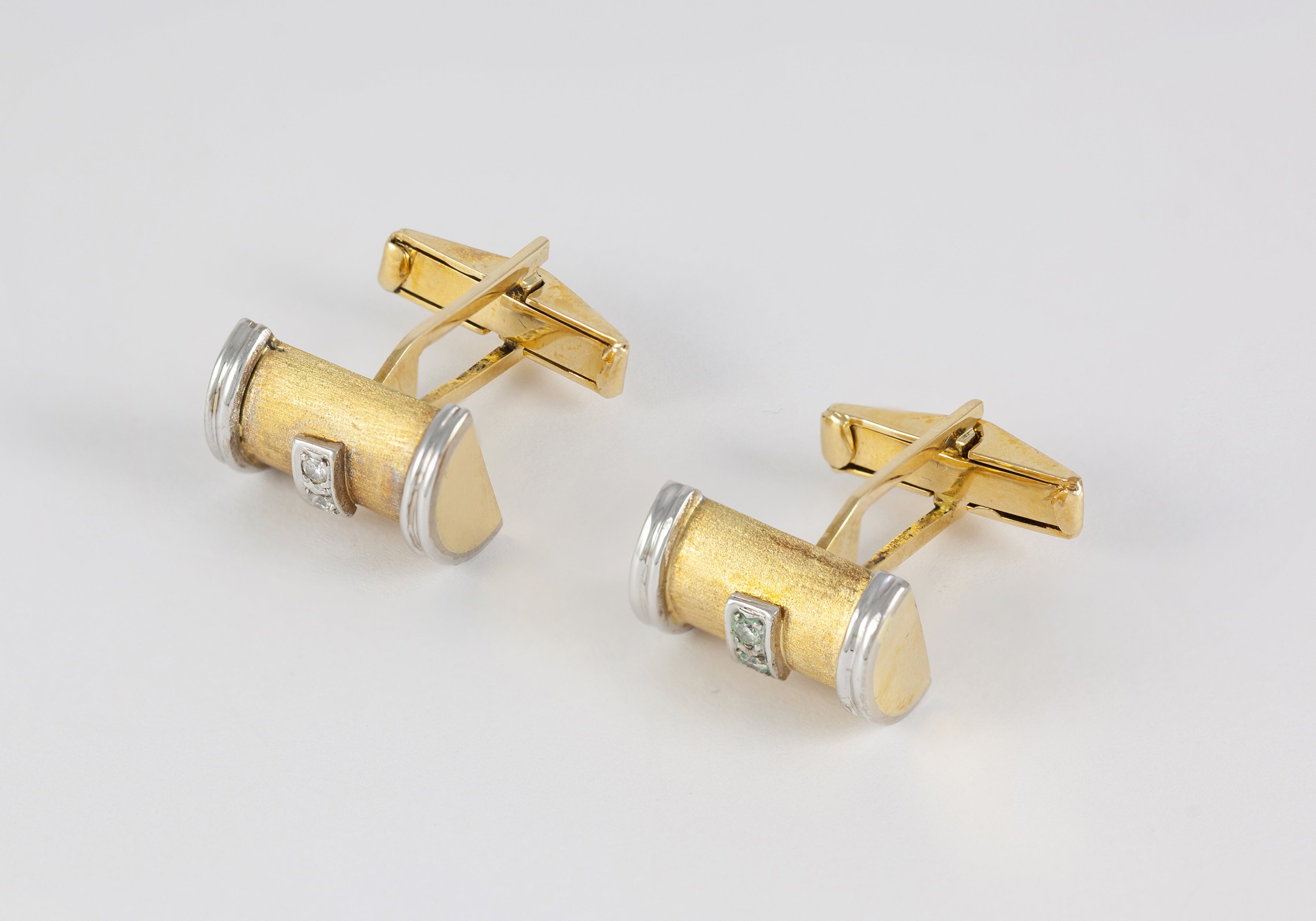 Gemelos en oro amarillo y blanco 18k con brillantes