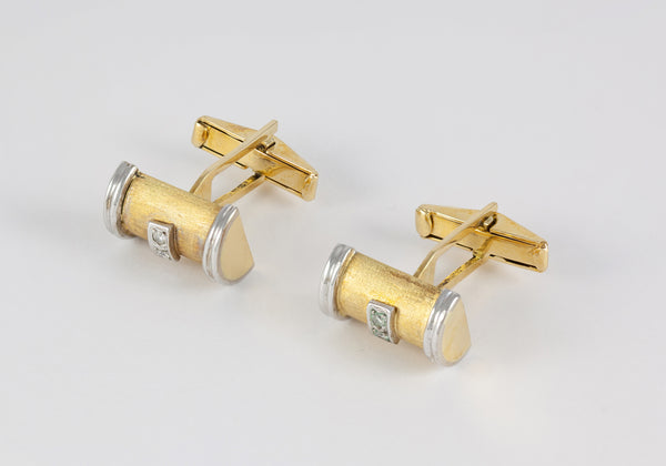 Gemelos en oro amarillo y blanco 18k con brillantes