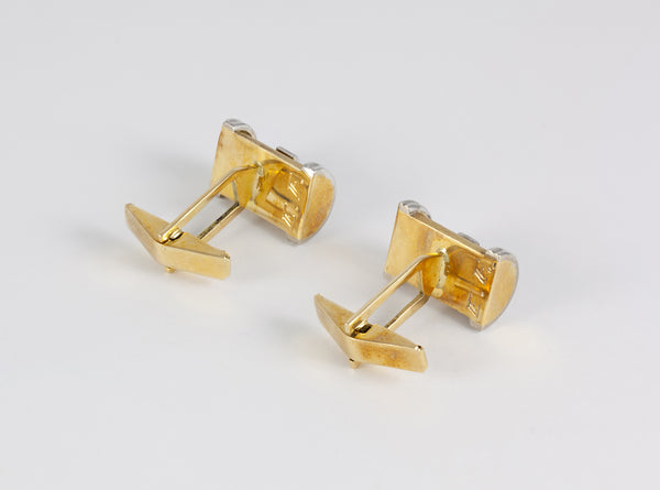Gemelos en oro amarillo y blanco 18k con brillantes