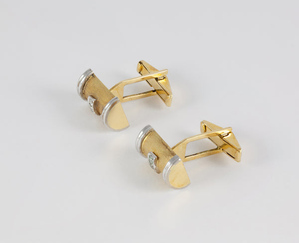 Gemelos en oro amarillo y blanco 18k con brillantes