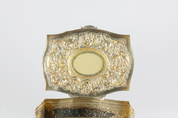 Caja joyero de plata decoración repujado y detalle esmaltado