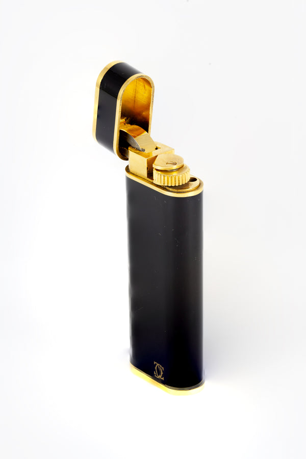 Cartier Lighter Black Lacquer Plaque or G